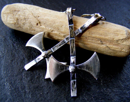 Silver Axe Dangle Earrings , Silver warrior mini hatchet drop earrings